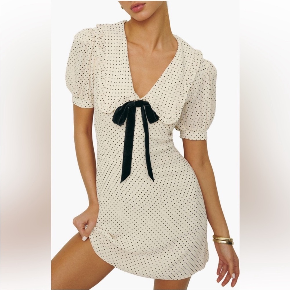 New Reformation Kaylia Tie Neck Mini Dress